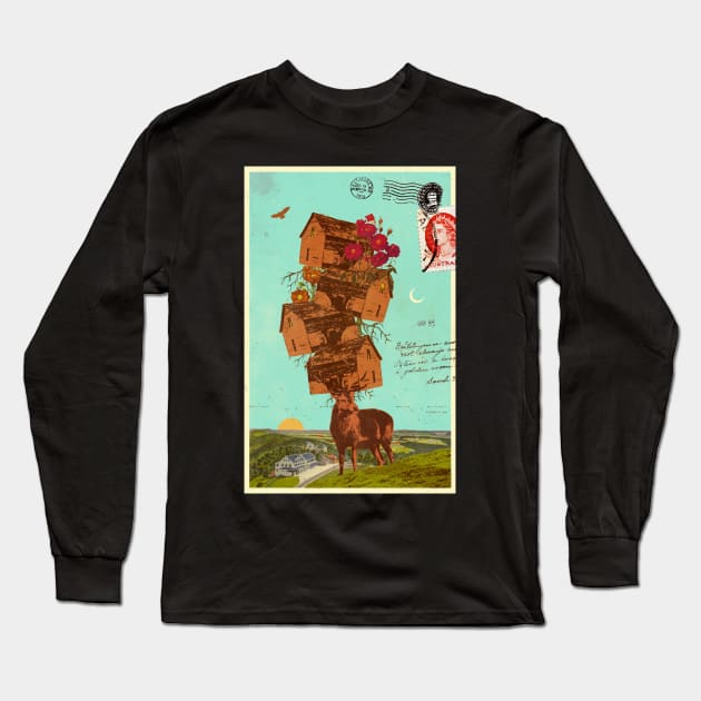 DEER POSTCARD Long Sleeve T-Shirt by Showdeer